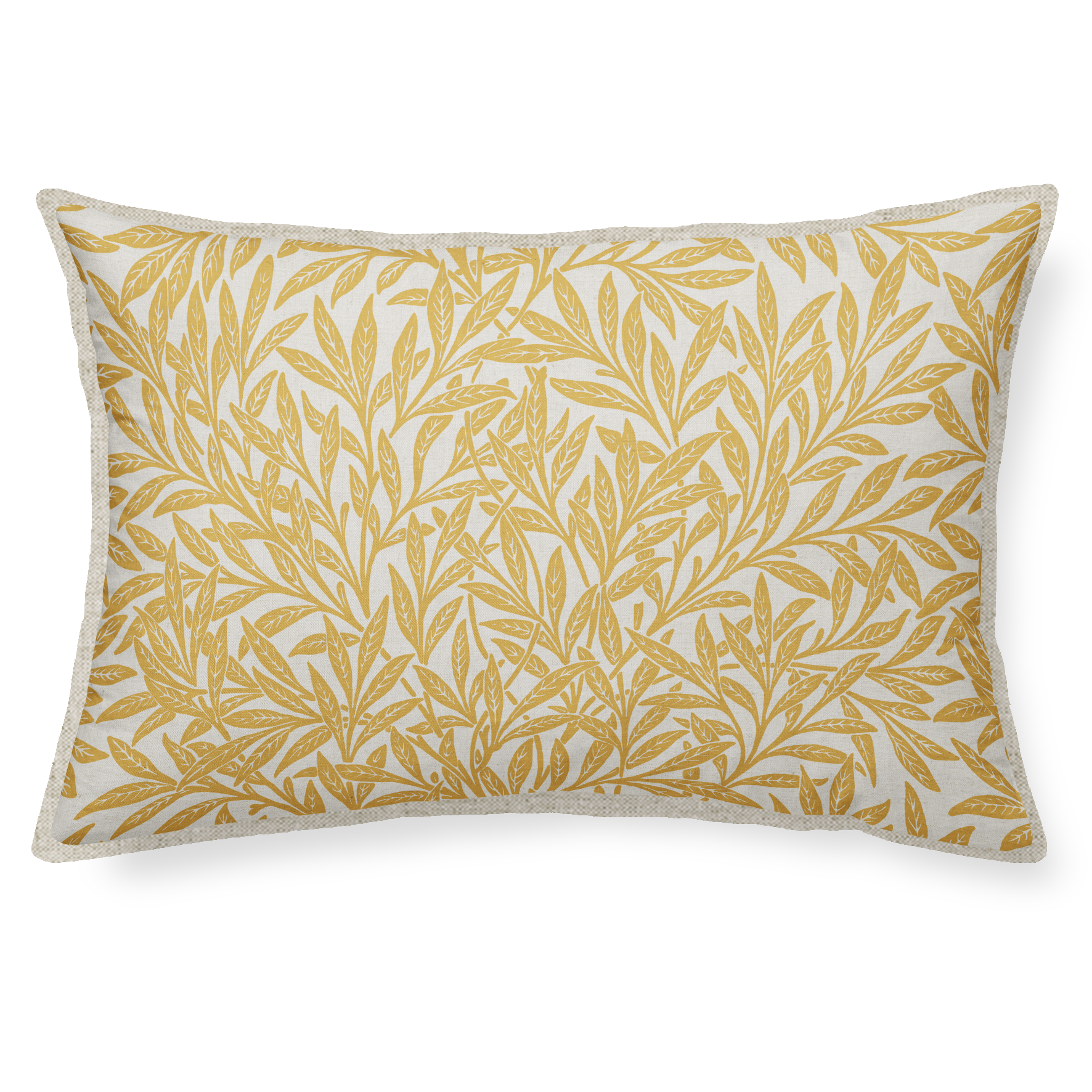 Eucalyptus Leaves Yellow Linen cushion 30X50