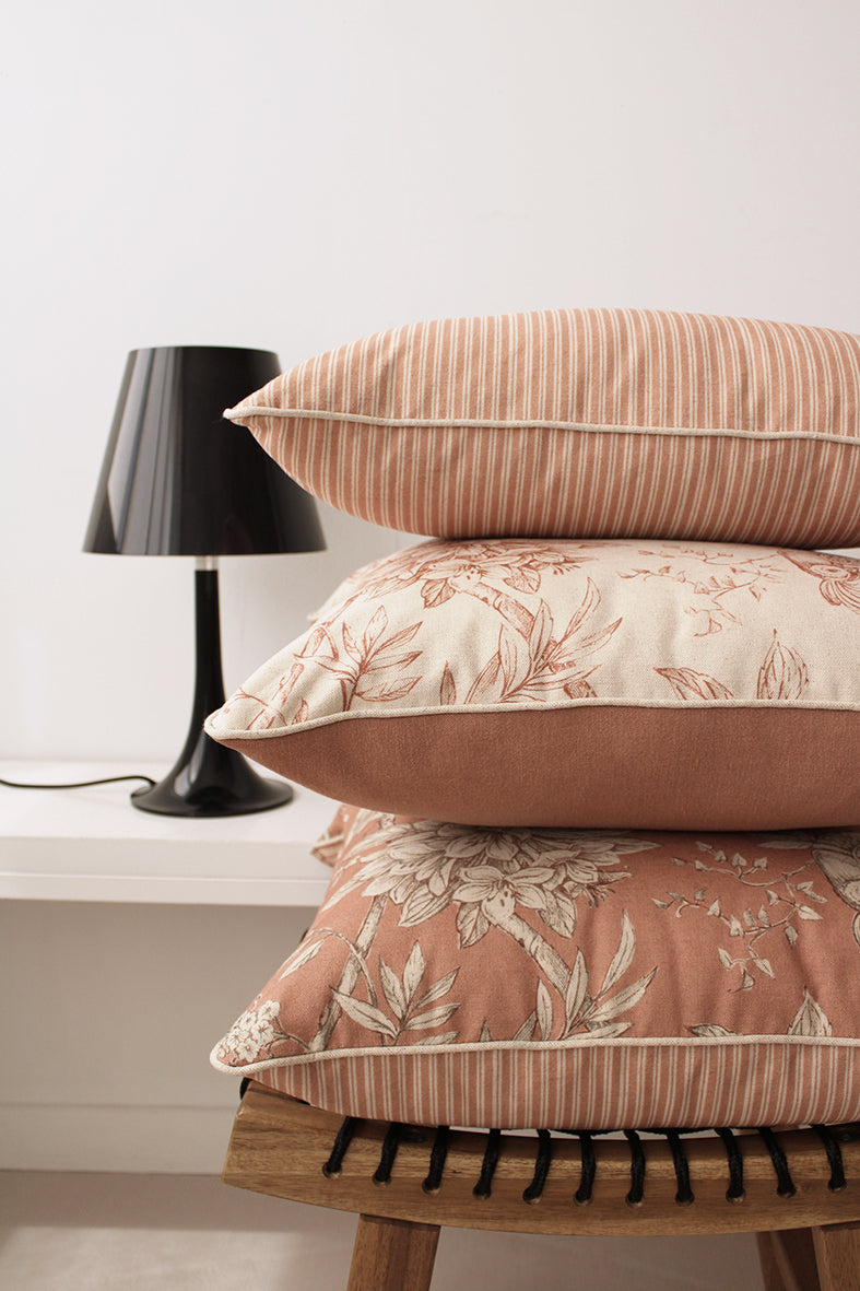 Old Pink Pheasant & tripes  Linen cushions
