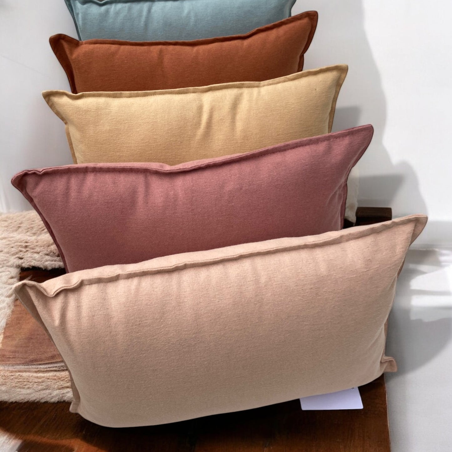rectangular throw pillow with a solid nature color washed effect; 45x30cm; a touch of nature; Scandinavian interior decoration