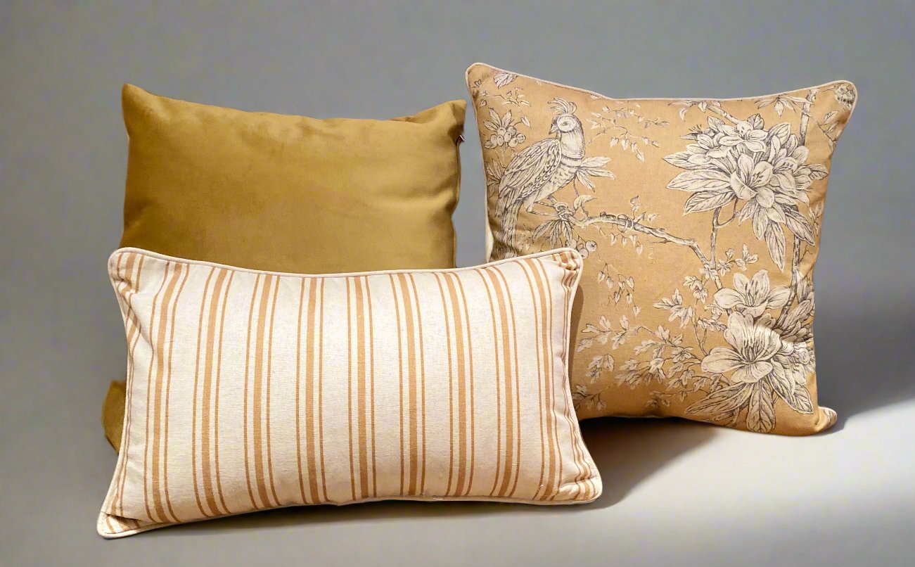 Pheasant Linen Ocres Cushion & Velvet 330