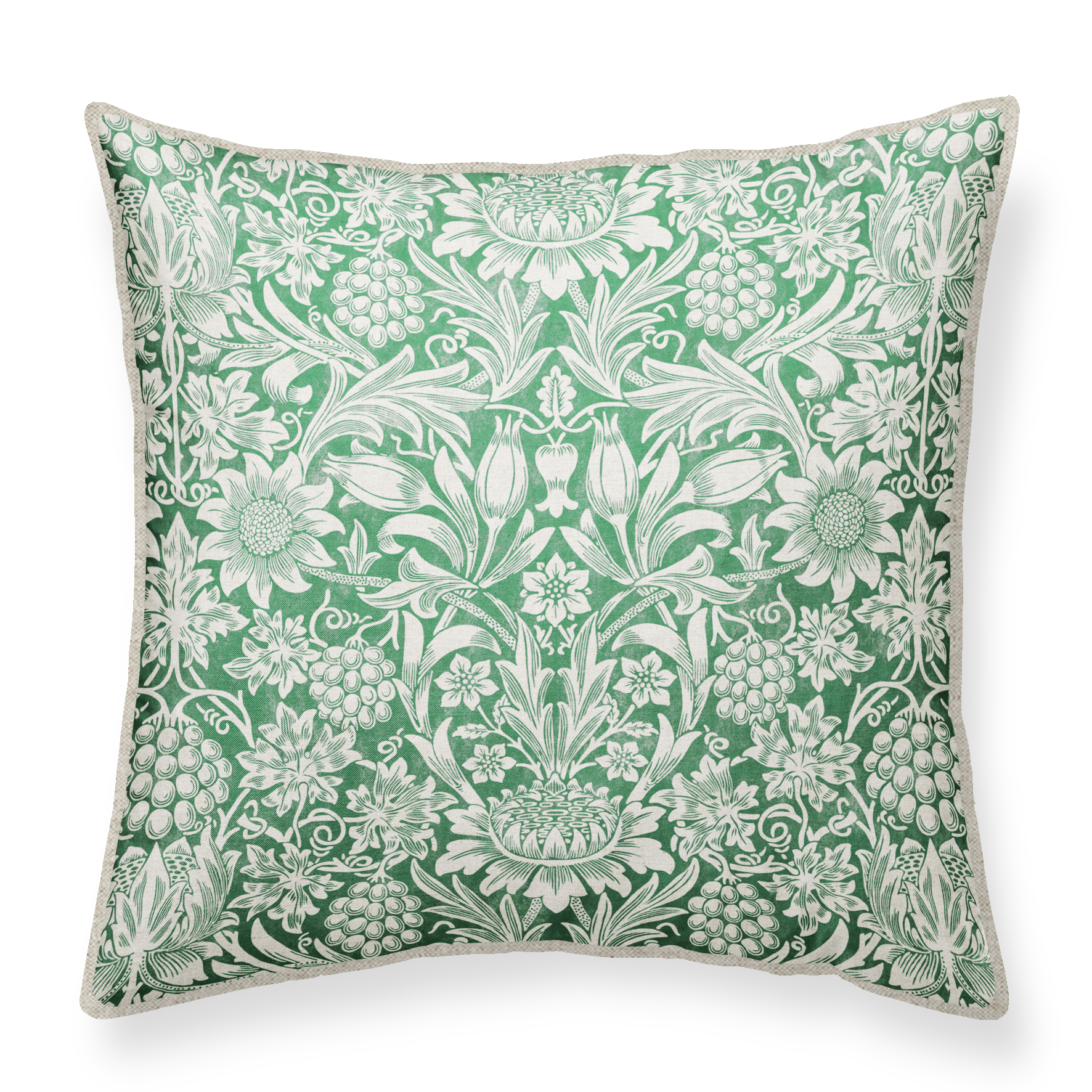 William Morris Green Linen Cushion 02