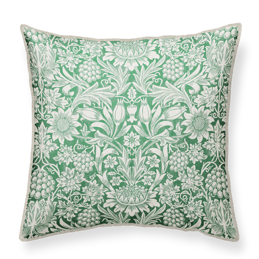 William Morris Green Linen Cushion 02