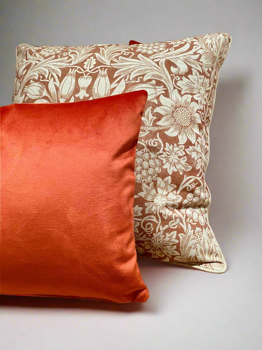 William Morris Red & Velvet Red Cushion
