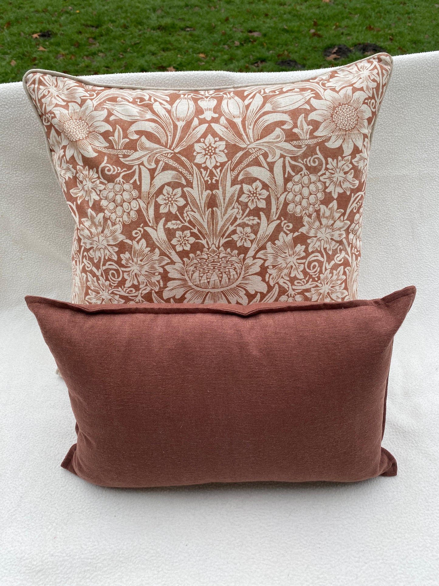 William Morris Terracotta & Linen cushion
