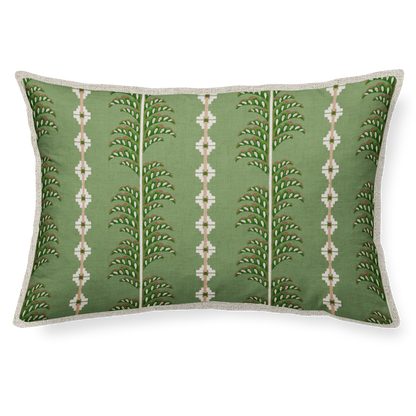 Cushion 30x50 cm .Cypress-like trees and Greek cross. The overall look is classical and botanical, blending Mediterranean motifs with a soft, vintage color palette. 