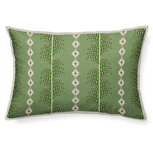 Cushion 30x50 cm .Cypress-like trees and Greek cross. The overall look is classical and botanical, blending Mediterranean motifs with a soft, vintage color palette. 