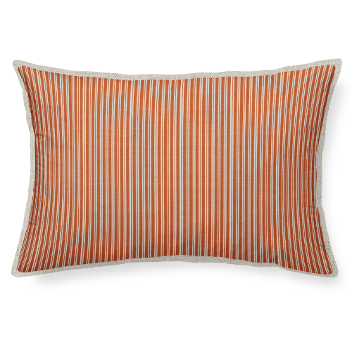 Striped pillow with terracotta white pattern on a white background