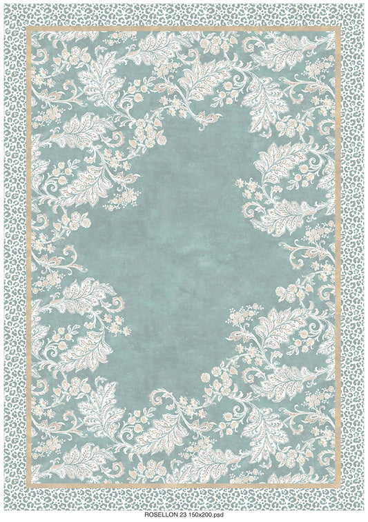 Decorative tablecloth in blue grey tone with floral pattern