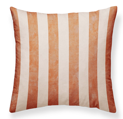 Velvet Striped pillow with orange and pink vertical stripes; 45x45cm; A Touch of Colour; New Classic
