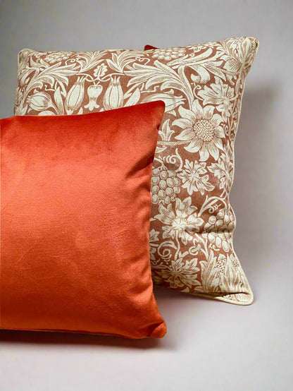 William Morris Red & Velvet Red Cushion