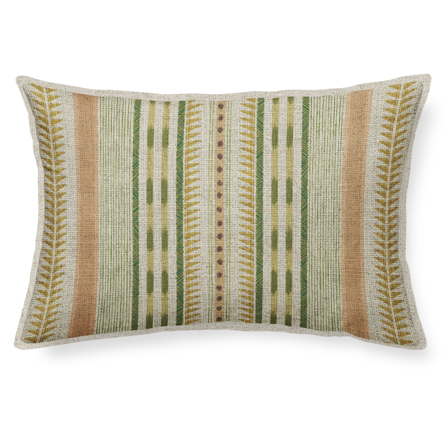 cushion in viscose and linen 30x50 cm stripes green and pink