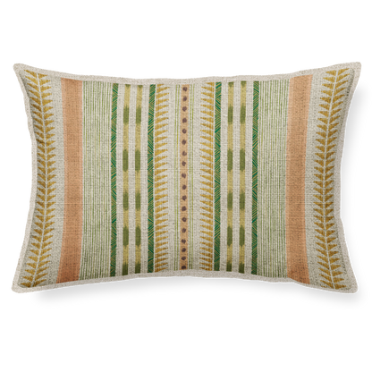 cushion in viscose and linen 30x50 cm stripes green and pink