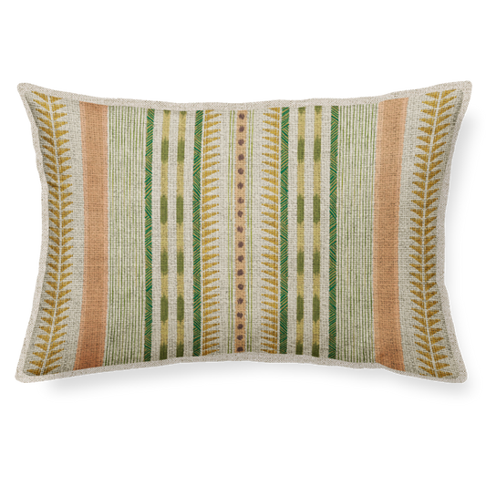 cushion in viscose and linen 30x50 cm stripes green and pink