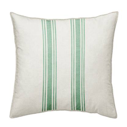 doble striped green linen cushion